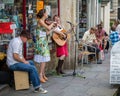 Street performers at the Frome Sunday Market Royalty Free Stock Photo