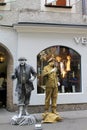 Street performers - Gold and Silver men Royalty Free Stock Photo