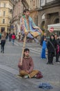 Levitating illusion act Prague street performers