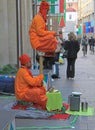 Street performers are showing a magical trick