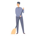 Street person cleaner icon cartoon . Teenager first job