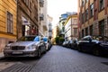 Street perspective in Budapest, Hungary. Old downtown area. Royalty Free Stock Photo