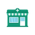 Street pharmacy shop icon flat isolated vector
