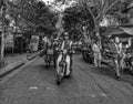 Street photgraphy of traffic in Hanoi market Vietnam