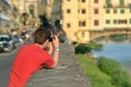 Street photograhy with tourist near the Ponte Vecchio Royalty Free Stock Photo