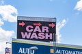 Street photography, Brooklyn NYC. Close up Car Wash sign oxymoron Royalty Free Stock Photo