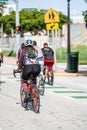 Street photography group bike ride Miami Beach Sunday Morning Royalty Free Stock Photo