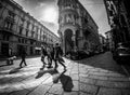 Street photography of Turin Italy in black and white