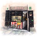 Street pizzeria with a cheerful Italian chef