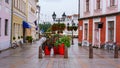 Street with plants and flowers next to the main square of Tartu Royalty Free Stock Photo