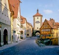 Street with tower in Rothenburg, Germany