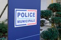 Street police municipale means in french Municipal police sign of local police of big town city in France Royalty Free Stock Photo