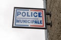 Street police municipale means in french Municipal police sign of local police of town and city in France Royalty Free Stock Photo