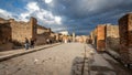 Street in Pompeii scavi Italy. Royalty Free Stock Photo