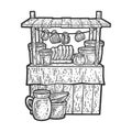 Street pottery trade shop sketch vector