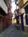 The narrowing street in Pozzuoli Italy.