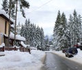 Street in Predeal in winter - Brasov, Romania