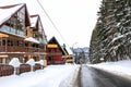 Street in Predeal in winter - Brasov, Romania