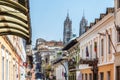 Street of Quito and Basilica del Voto Nacional