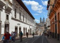 Cyclists in Quito, streetview, downtown