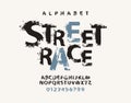 STREET RACE lettering with spots in grunge style