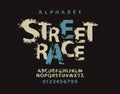 STREET RACE lettering with spots in grunge style