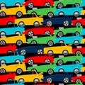 Street racing cars stacked in a seamless pattern Royalty Free Stock Photo