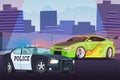 Street racing in city scene with chasing police