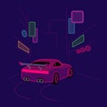 Street racing neon city car