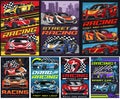 Street racing set stickers colorful Royalty Free Stock Photo