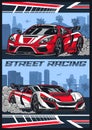 Street racing vintage poster colorful Royalty Free Stock Photo