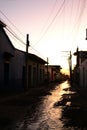 Street after rain during sunset. Trinidad, Cuba