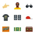 Street rap icon set, flat style Royalty Free Stock Photo