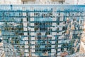 Street reflection on glass steel building facade Royalty Free Stock Photo