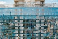 Street reflection on glass steel building facade Royalty Free Stock Photo