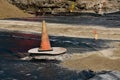 Vapor barrier on new road construction Royalty Free Stock Photo