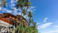 Street restaurant at seaside resort. Outdoor restaurant at the beach. Seafront cafe at Sabang Island, Indonesia