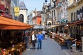 Street with restaurants in the old town of Valkenburg aan de Geul, Netherlands