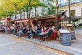 Street restaurants beside Sorbonne University in the Latin Quarter, Paris, France Royalty Free Stock Photo