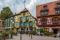 Street in Ribeauville, Alsace, France