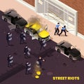 Street Riots Isometric Background