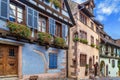 Street in Riquewihr, Alsace, France Royalty Free Stock Photo