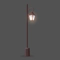 Street or road lantern in classic style, vector isolated object. Royalty Free Stock Photo