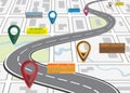 Street road map ,business infographics with colorful pin pointer Royalty Free Stock Photo