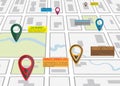 Street road map ,business infographics with colorful pin pointer Royalty Free Stock Photo