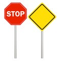 Street, road signs, main road sign, stop sign on a white background Royalty Free Stock Photo