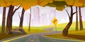 Street road to city autumn vector game background