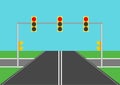 Street and road and traffic lights. Vector illustration.