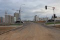 Street road under construction in Minsk suburb Royalty Free Stock Photo