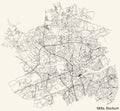 Street roads map of the Bochum-Mitte district of Bochum, Germany Royalty Free Stock Photo